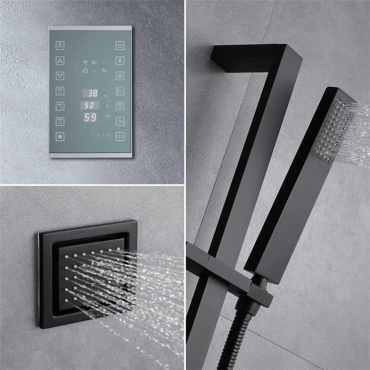 AVALANCHE|36IN COMPLETE SHOWER SYSTEM 6 FUNCTIONS DIGITAL VALVE