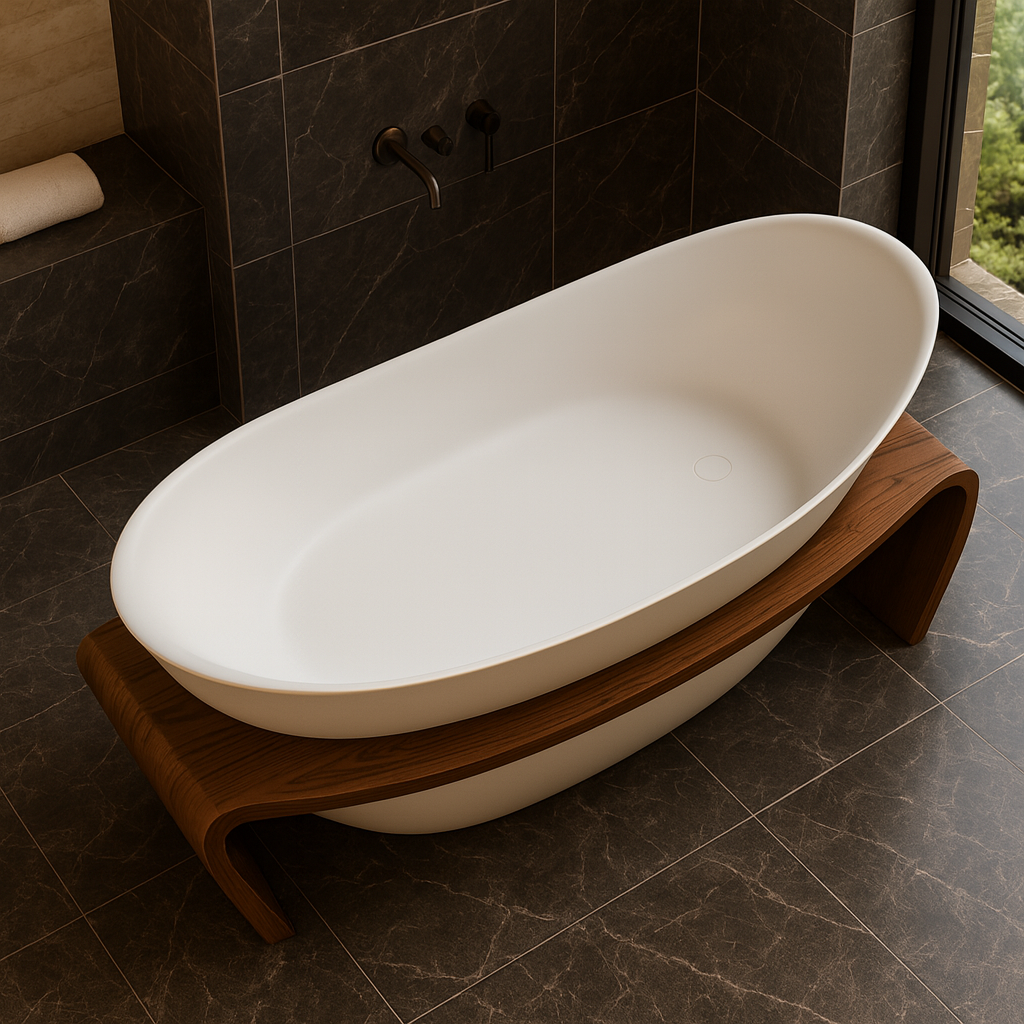 ARTICA|71" FREE STANDNING BATHTUB SOLID SURAFCE STONE RESIN STYLISH SOAKING TUB