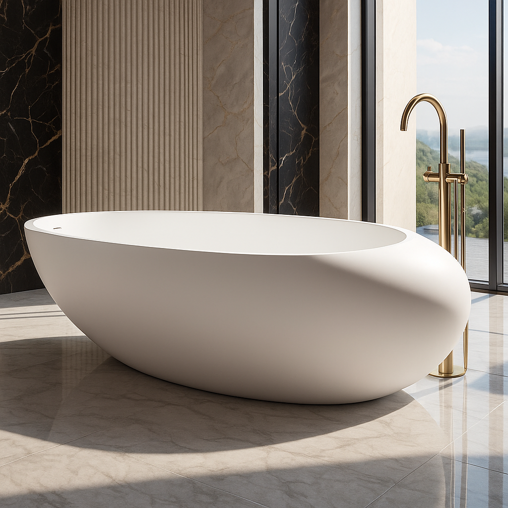 CLASOPY|70" FREE STANDNING BATHTUB SOLID SURAFCE STONE RESIN SOAKING TUB