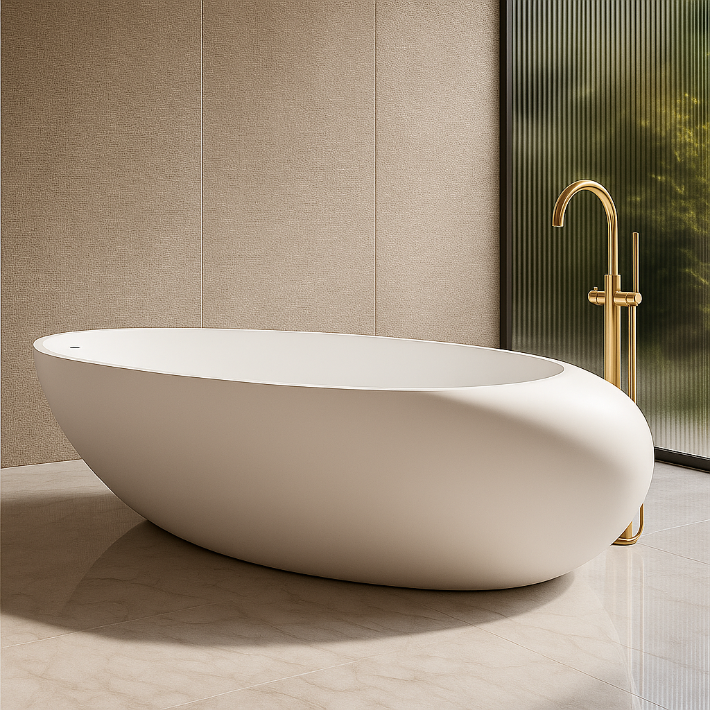 CLASOPY|70" FREE STANDNING BATHTUB SOLID SURAFCE STONE RESIN SOAKING TUB