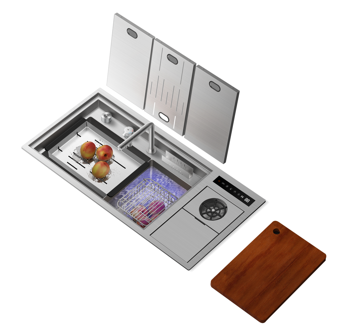 NIX38|38.5" X 17.7" IN COMPLETE LUXURY WORK STATION HIDDEN KITCHEN HYDRO PURIFCATION KITCHEN SINK