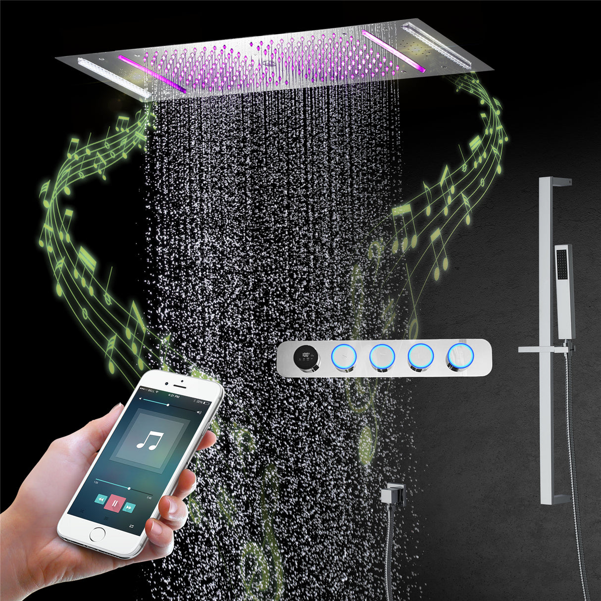 VELOCITY|36" IN COMPLETE LED MUSIC SHOWER SYSTEM