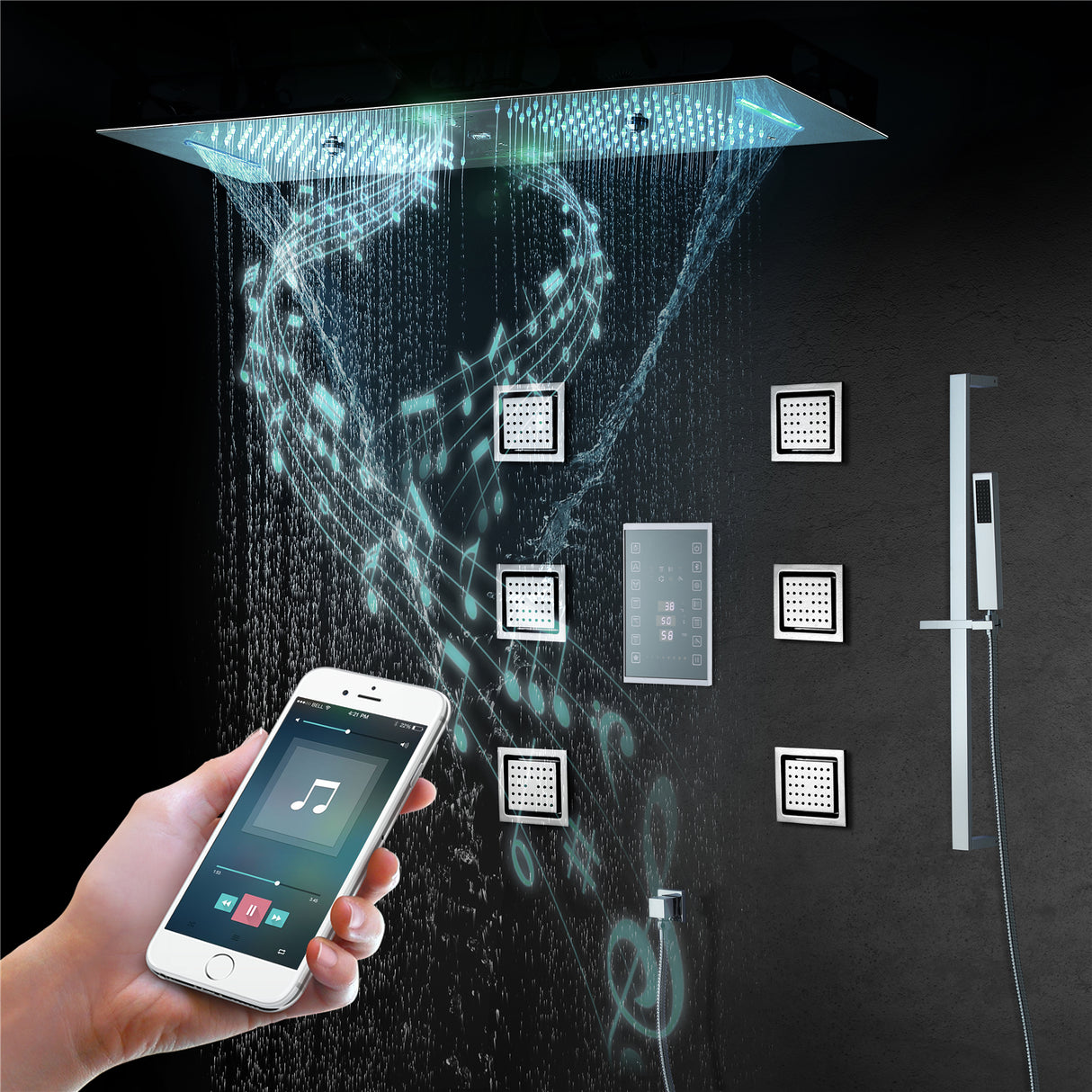 AVALANCHE|36IN COMPLETE SHOWER SYSTEM 6 FUNCTIONS DIGITAL VALVE