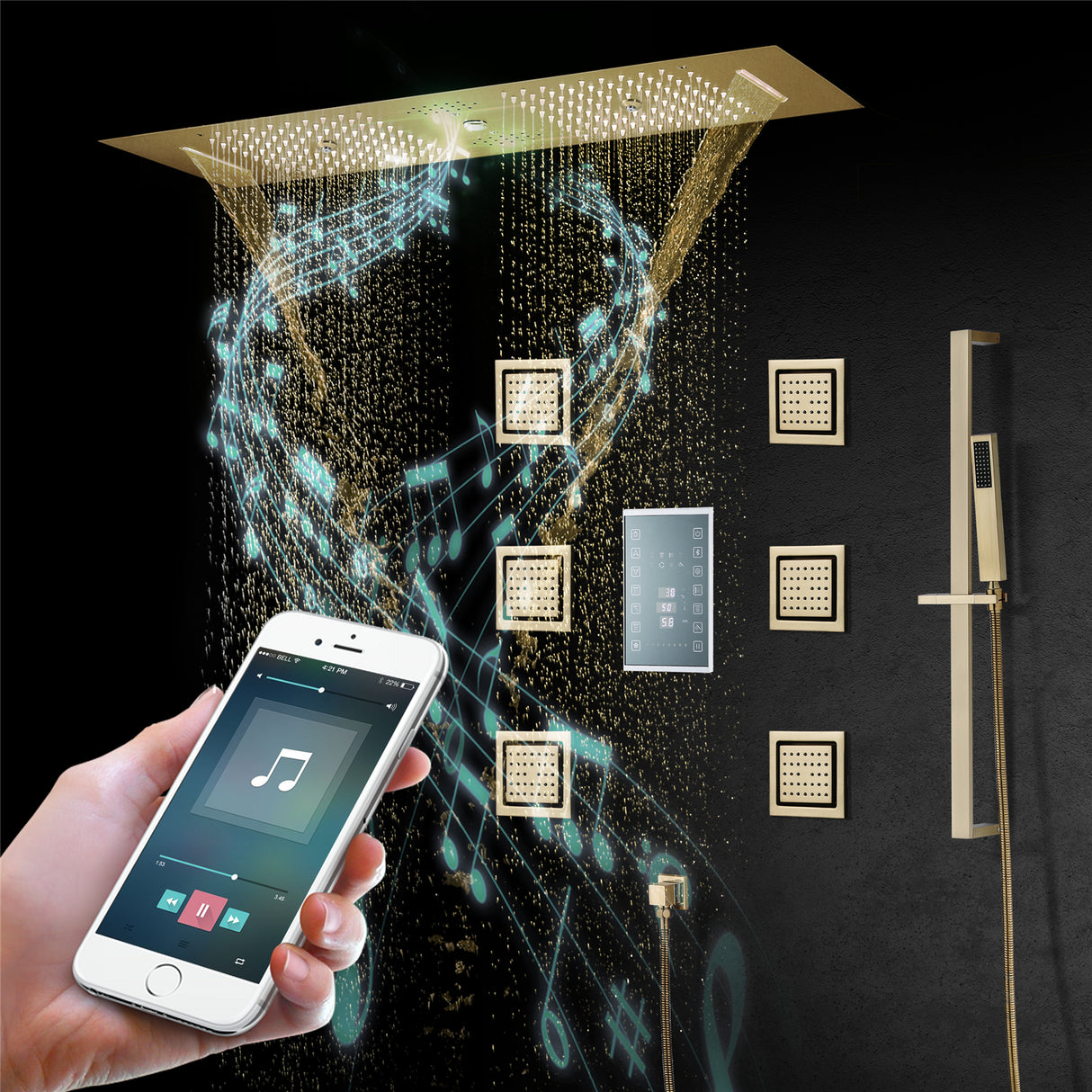 AVALANCHE|36IN COMPLETE SHOWER SYSTEM 6 FUNCTIONS DIGITAL VALVE