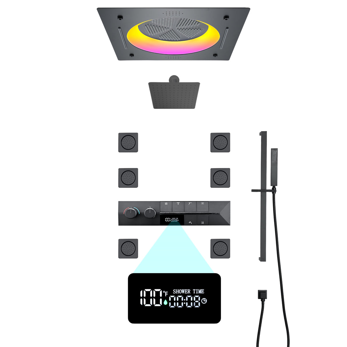 CANARY|22"COMPLETE SHOWER SYSTEM LED MUSIC SHOWER SYSTEM WITH BODY JETS