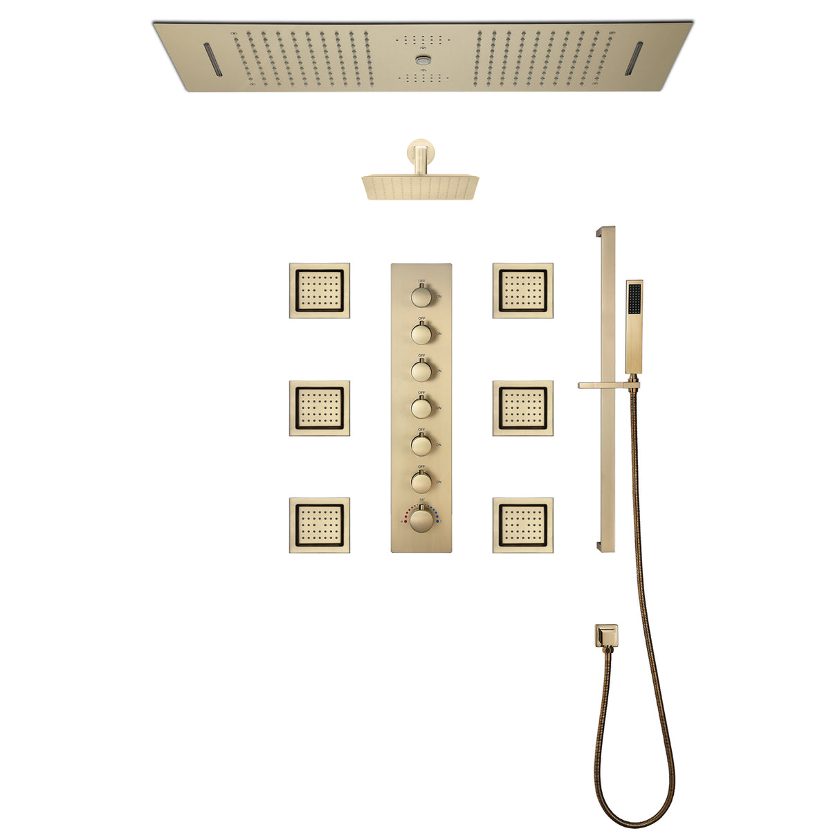 Sydney|36"Inch Complete Led Music Shower System Rainfall Waterfall & Wall Mounted Showerhead