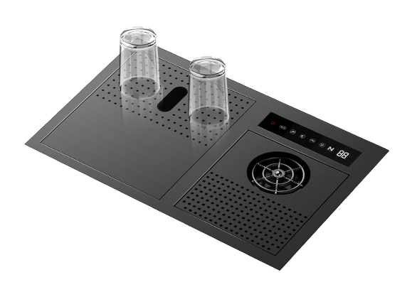 NIX21B|21.5" COMPLETE SINGLE BOWL HIDDEN KITCHEN SINK HYDRO PURFICATION KITCHEN SINK WITH CUP RINSER SINK