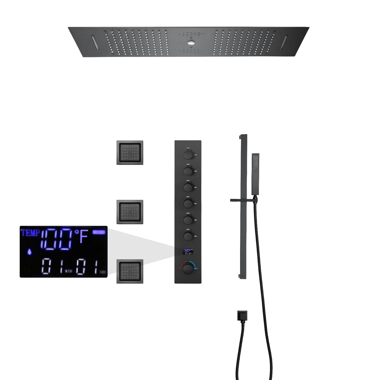 Sydney|36"Inch Complete Led Music Shower System Rainfall Waterfall & Wall Mounted Showerhead