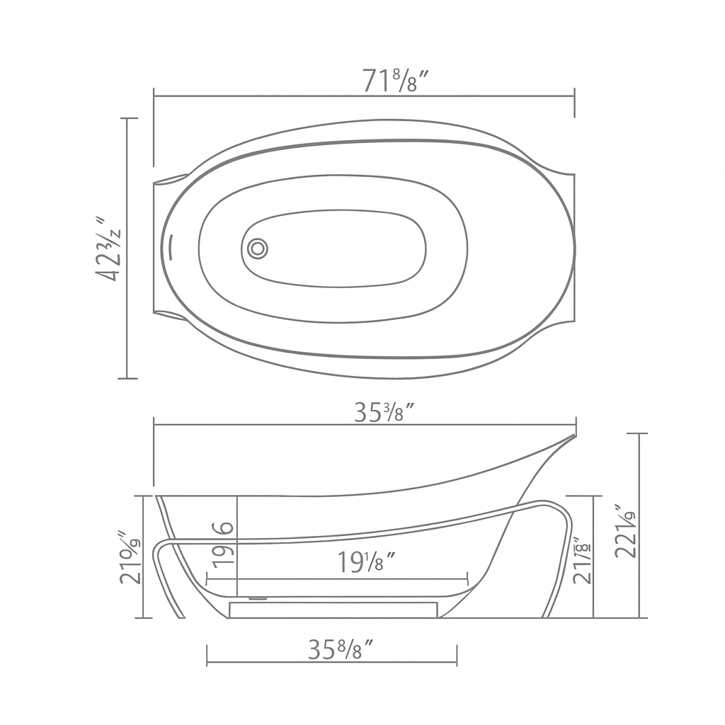 ARTICA|71" FREE STANDNING BATHTUB SOLID SURAFCE STONE RESIN STYLISH SOAKING TUB