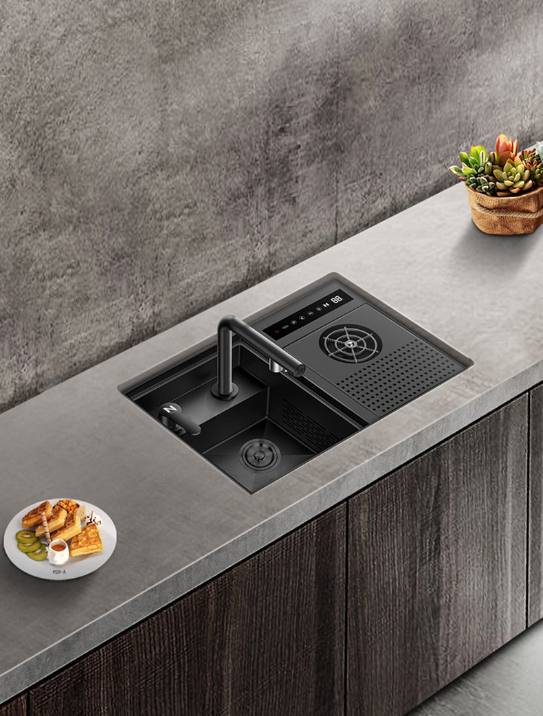 NIX21B|21.5" COMPLETE SINGLE BOWL HIDDEN KITCHEN SINK HYDRO PURFICATION KITCHEN SINK WITH CUP RINSER SINK