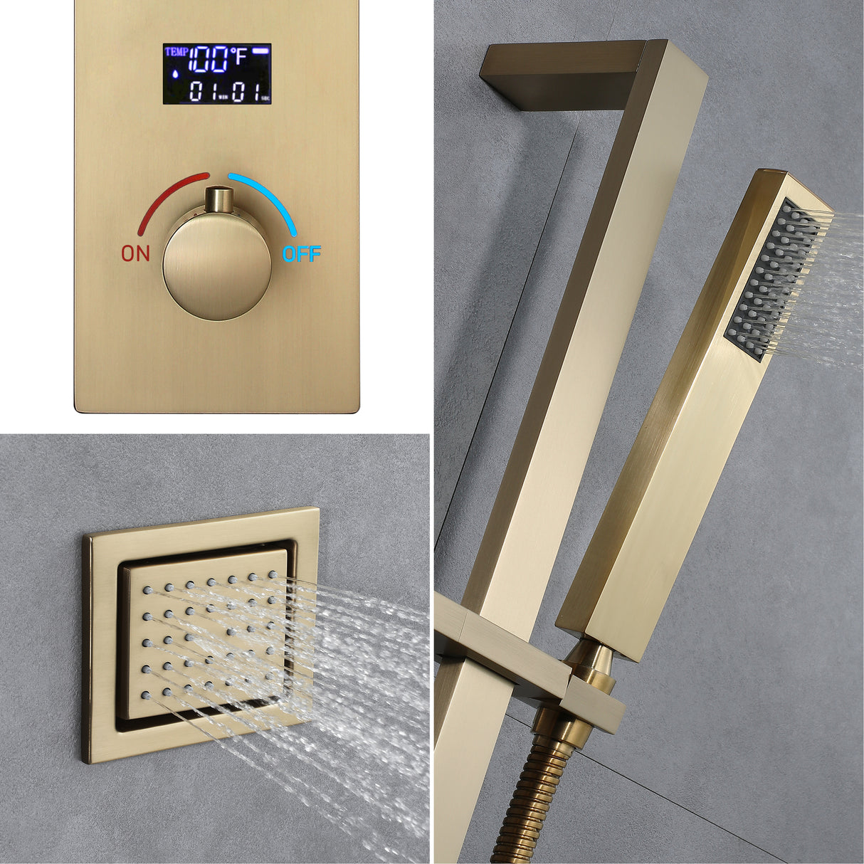 AVIER|20"COMPLETE SHOWER SYSTEM WITH INFINITY LED MIRROR MULTI COLORS LIGHTING