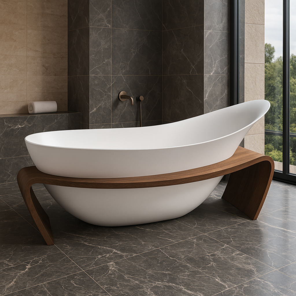 ARTICA|71" FREE STANDNING BATHTUB SOLID SURAFCE STONE RESIN STYLISH SOAKING TUB