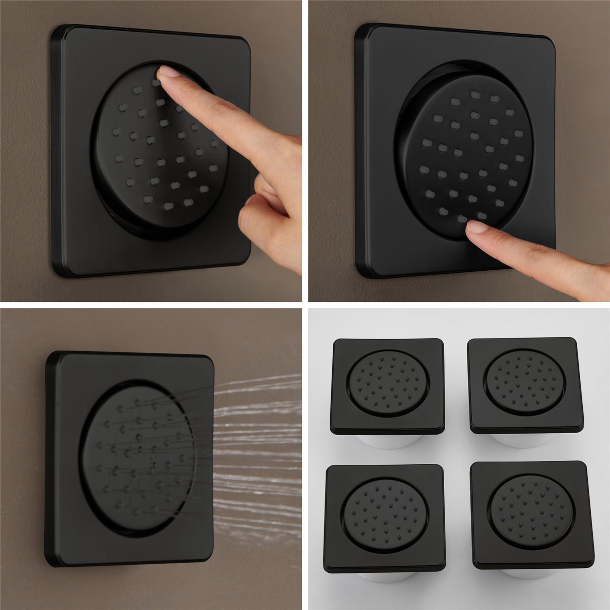 NEBRASKA| 23"Ceiling Mounted Complete Thermostatic LED Music Shower System 4 Body Jets