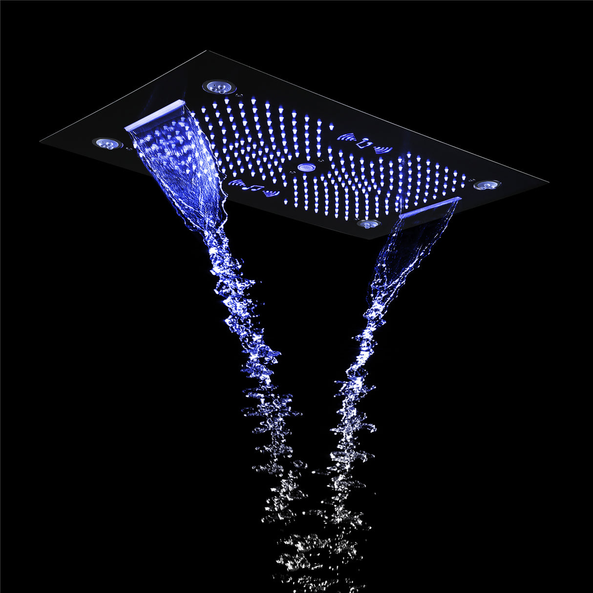 HAVASU| 28" COMLETE LED MUSIC  SHOWER SYSTEM RAINFALL WATERFALL 6 BODY JETS SHOWER SET