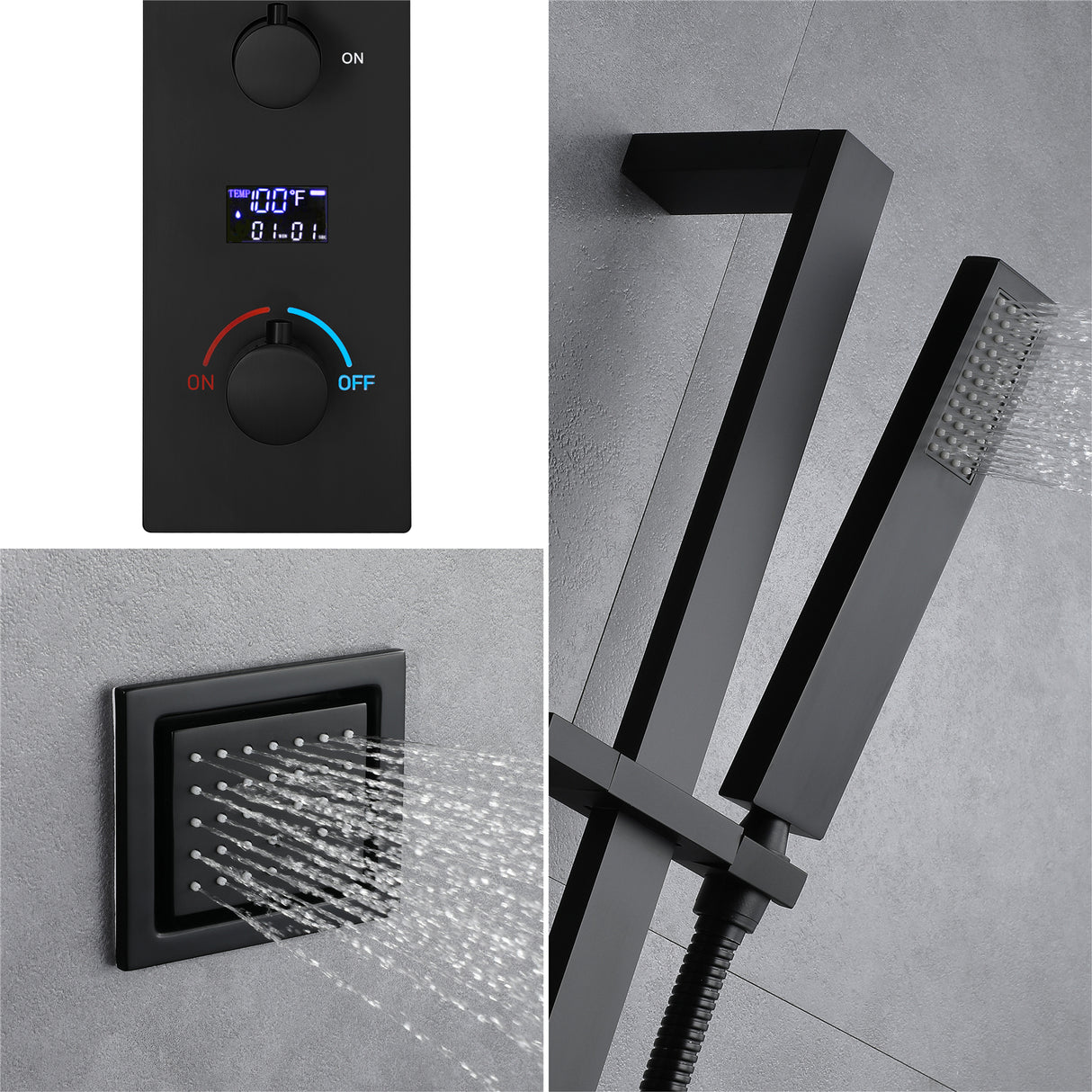 AROMA|47"COMPLETE LUXURY RAINFALL WARERFALL SHOWER SYSTEM LED MUSIC SHOWER SYSTEM