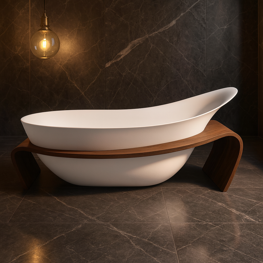 ARTICA|71" FREE STANDNING BATHTUB SOLID SURAFCE STONE RESIN STYLISH SOAKING TUB