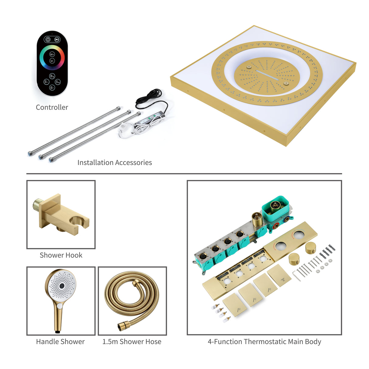 CAVANA|24IN COMPLETE LED SHOWER SYSTEM RAINFALL MIST SPRAY AND WATERFALL SHOWER SET