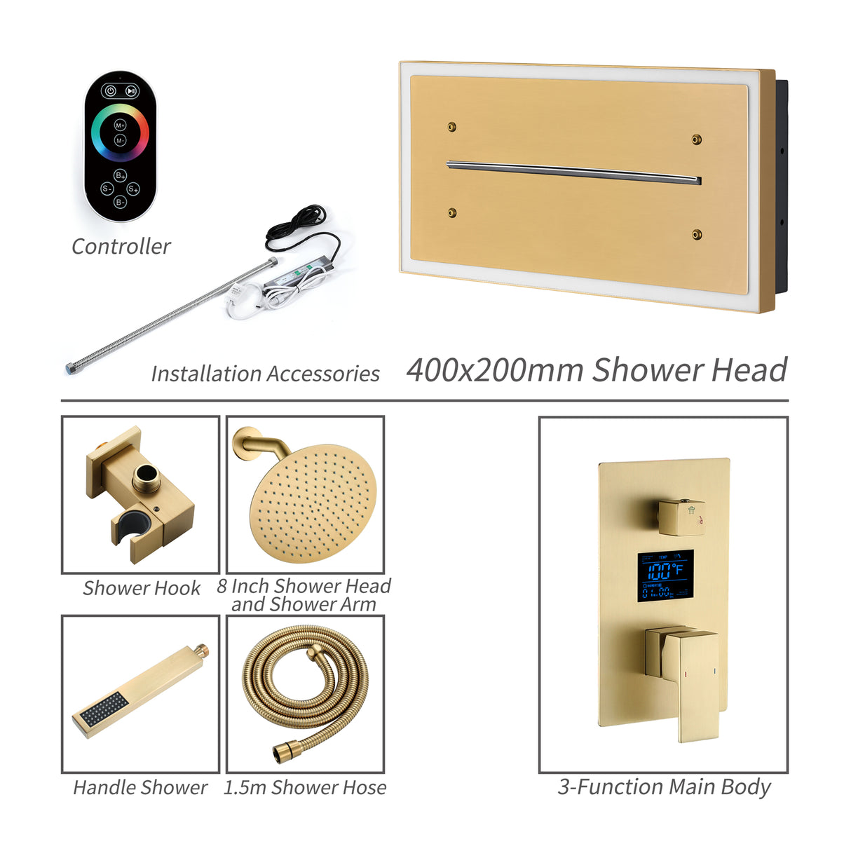 VENTURA|16" COMPLETE WATERFALL SHOWER SYSTEM