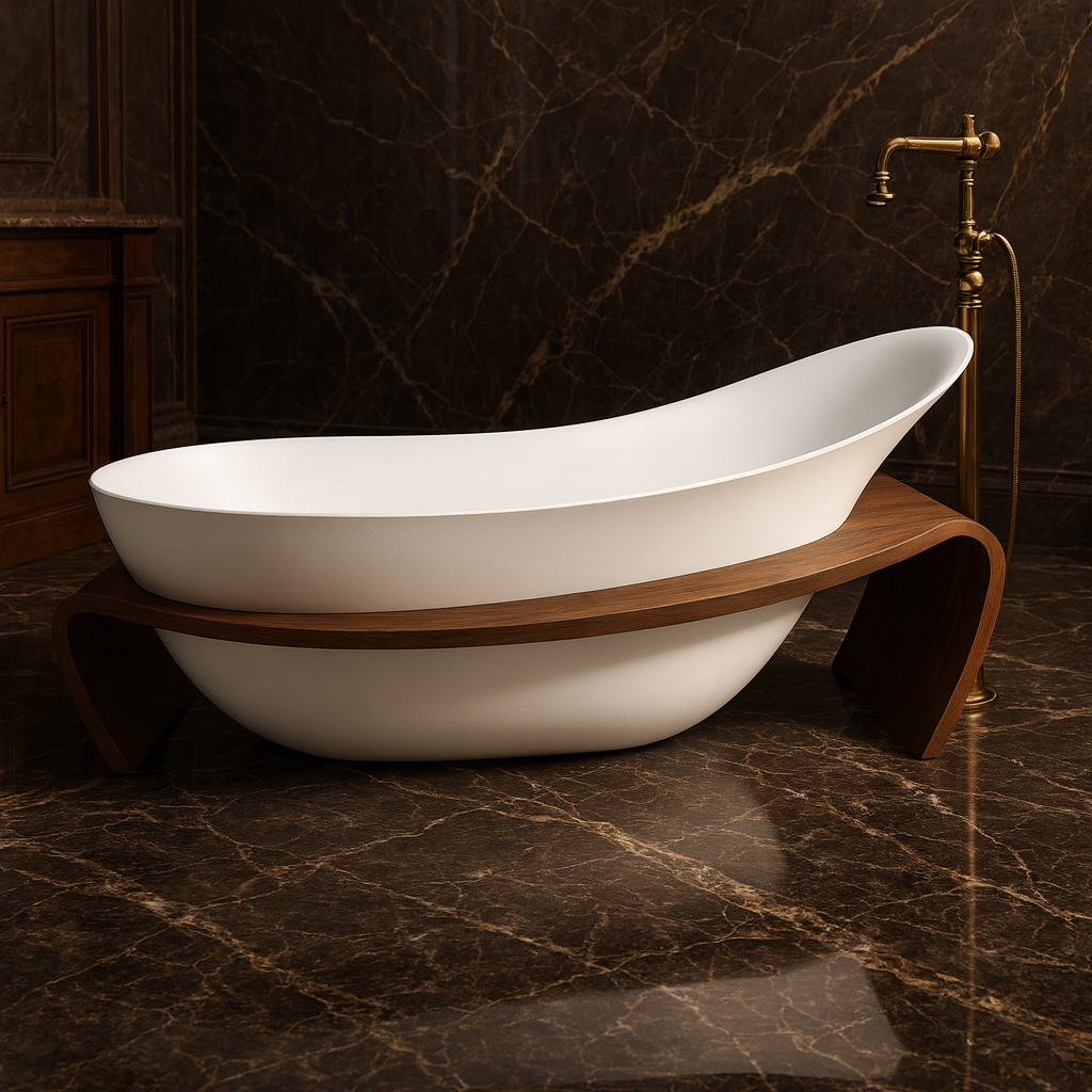 ARTICA|71" FREE STANDNING BATHTUB SOLID SURAFCE STONE RESIN STYLISH SOAKING TUB