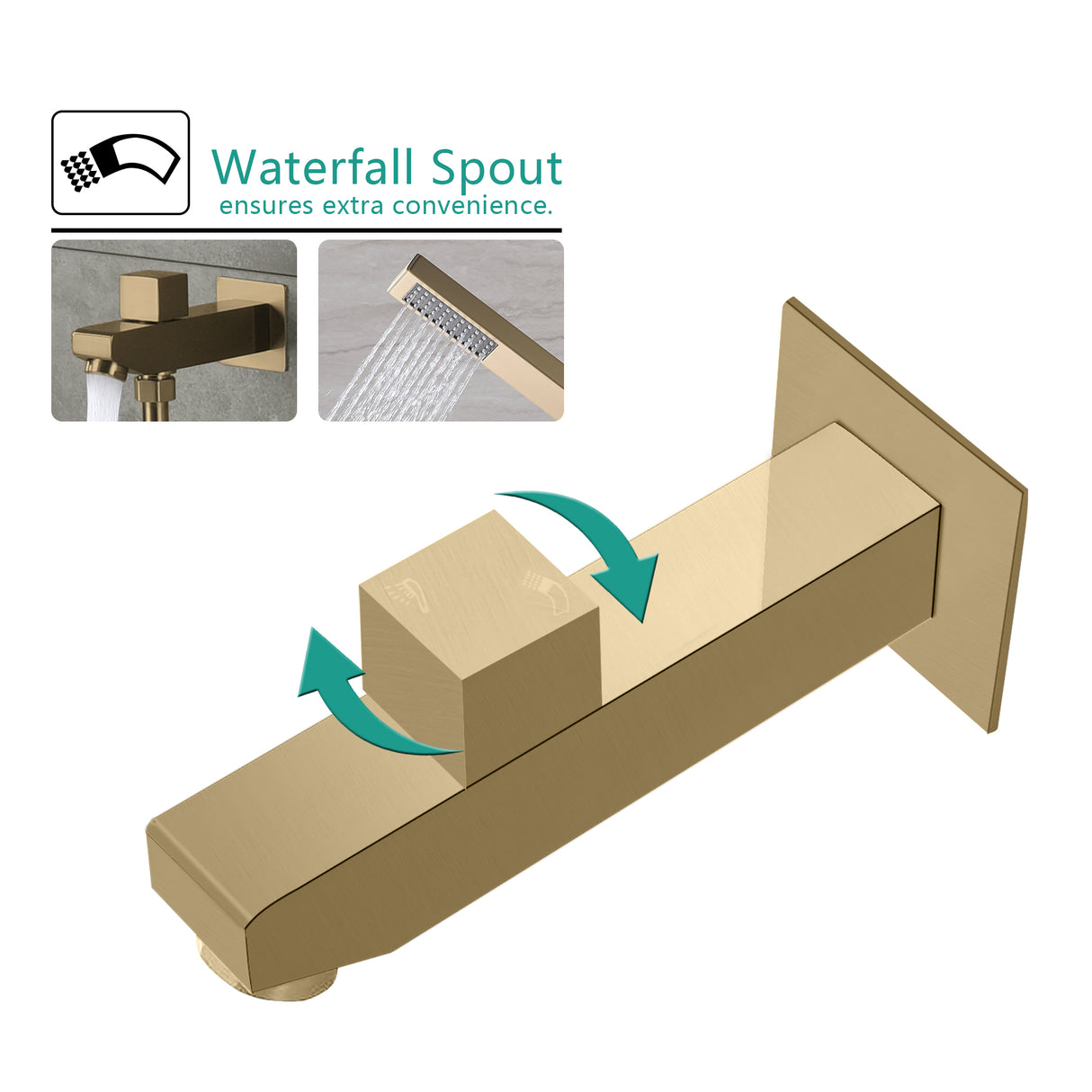 Arial| Rainfall Waterfall Wall Mounted Thermostatic LED Music Shower System with Large Body Jets Shower System