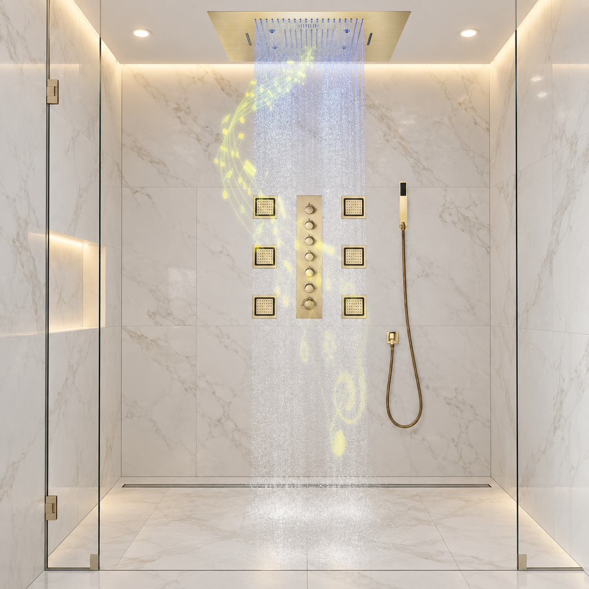 PRECISION| 32" Luxury Complete Shower System Rain Waterfall Mist Spray Function 6 Large Body Jets & Hand Shower