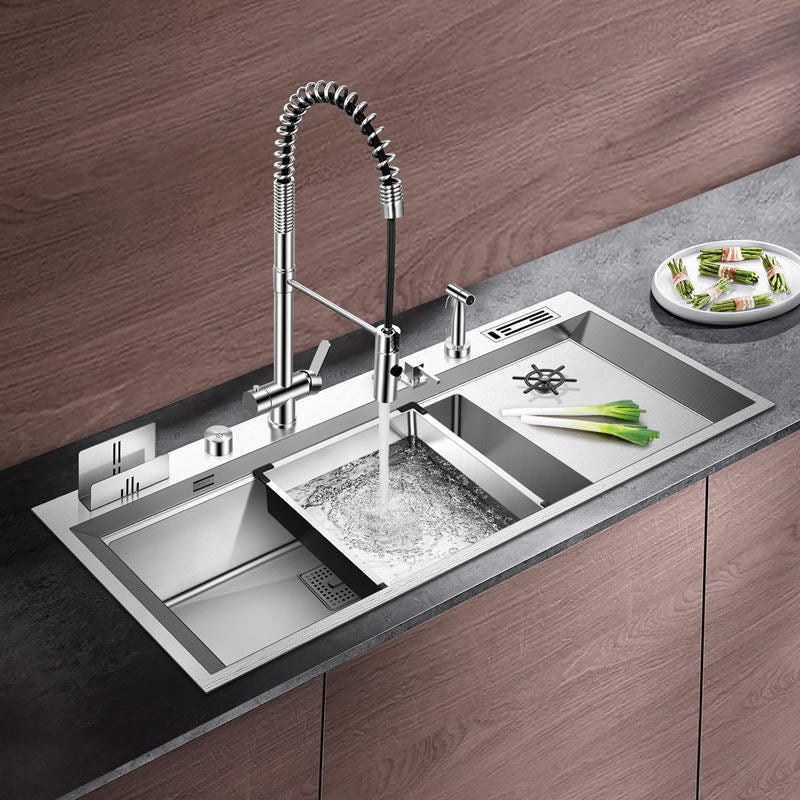 DEERA| 46.5" Luxury Complete Workstation Kitchen Sink Stainless steel Kitchen Sink Cup Rinser Sink