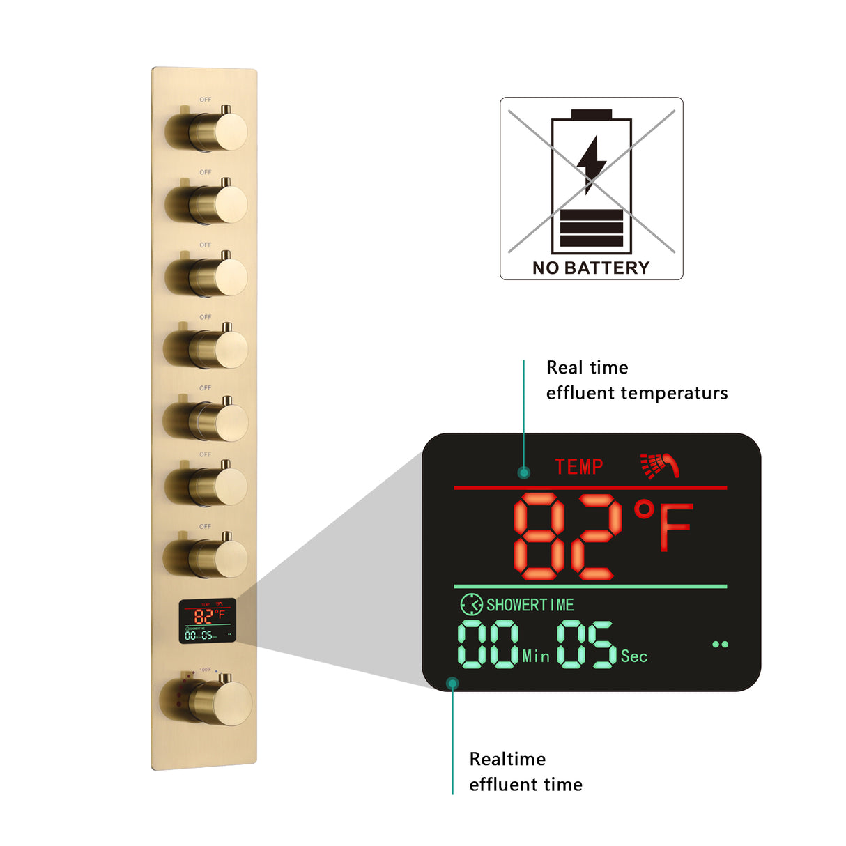 Colorado|36"X 16" In Dual Showerhead 7 Functions Complete Led Music Shower System 6 Body Jets 2x Wall Mounted Rainfall Showerhead