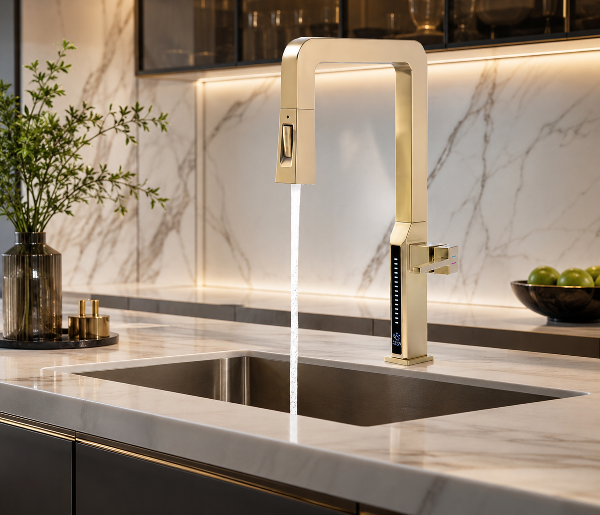 IZELA|Kitchen Faucet with Pullout Spray Head Digital Display Kitchen Faucet