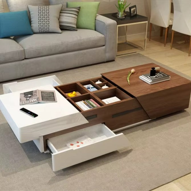 LAVEEN|LUXURY MODERN COFFE TABLE WITH STORAGE EXTENDABLE COFFE TABLE
