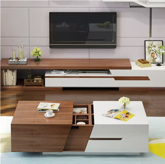 LAVEEN|LUXURY MODERN COFFE TABLE WITH STORAGE EXTENDABLE COFFE TABLE