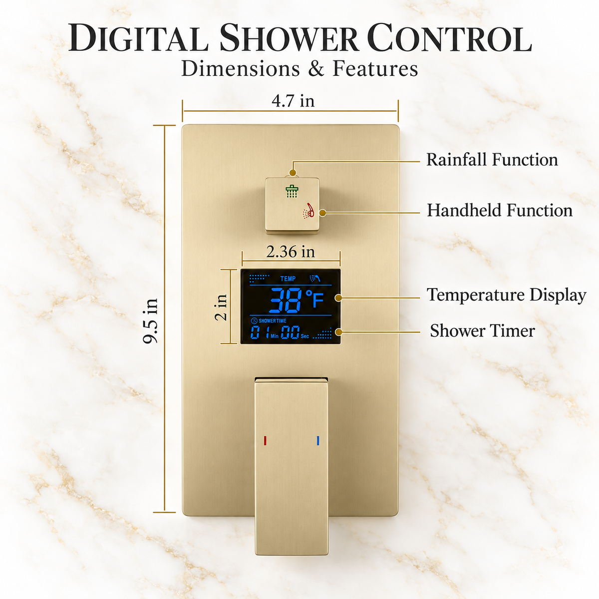 MARASI|20" COMPLETE LUXURY SHOWER SYSTEM RAINFALL SHOWER SYSTEM
