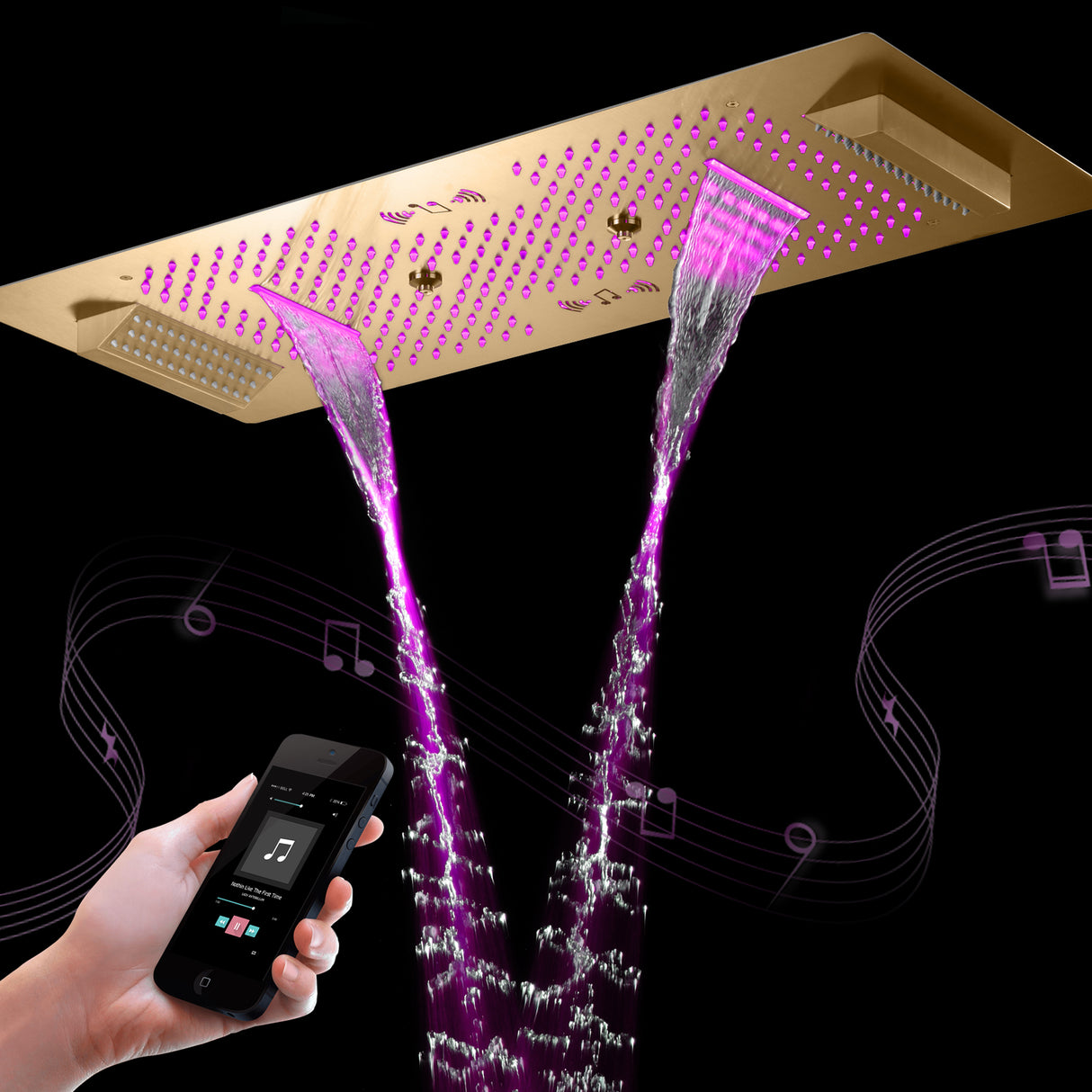 SEVILLE|36" X 16" COMPLETE SHOWER SYSTEM RAINFALL WATERFALL SHOWER SET