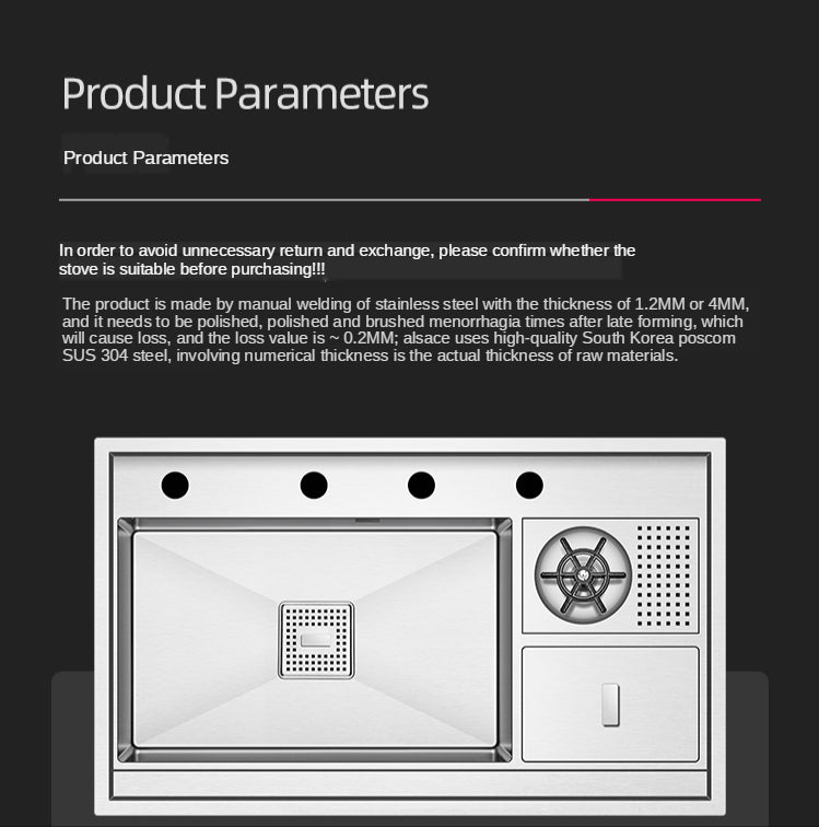 Masory| Complete Luxury Smart Kitchen Sink Stainless Steel Hidden Cup Rinser Sink