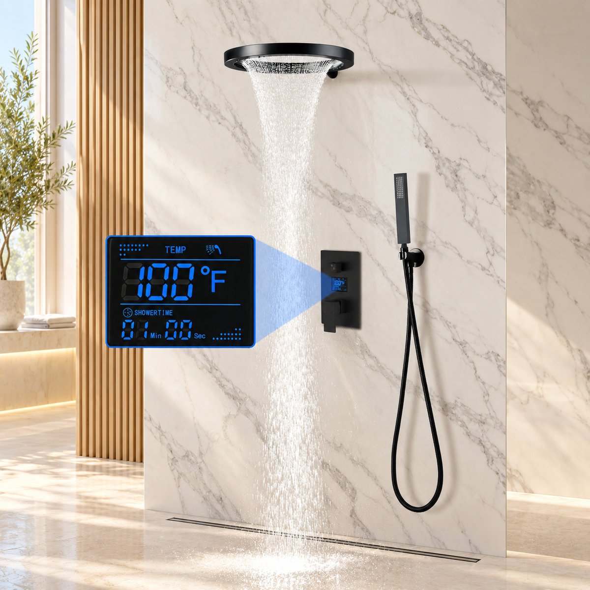 MARASI|20" COMPLETE LUXURY SHOWER SYSTEM RAINFALL SHOWER SYSTEM