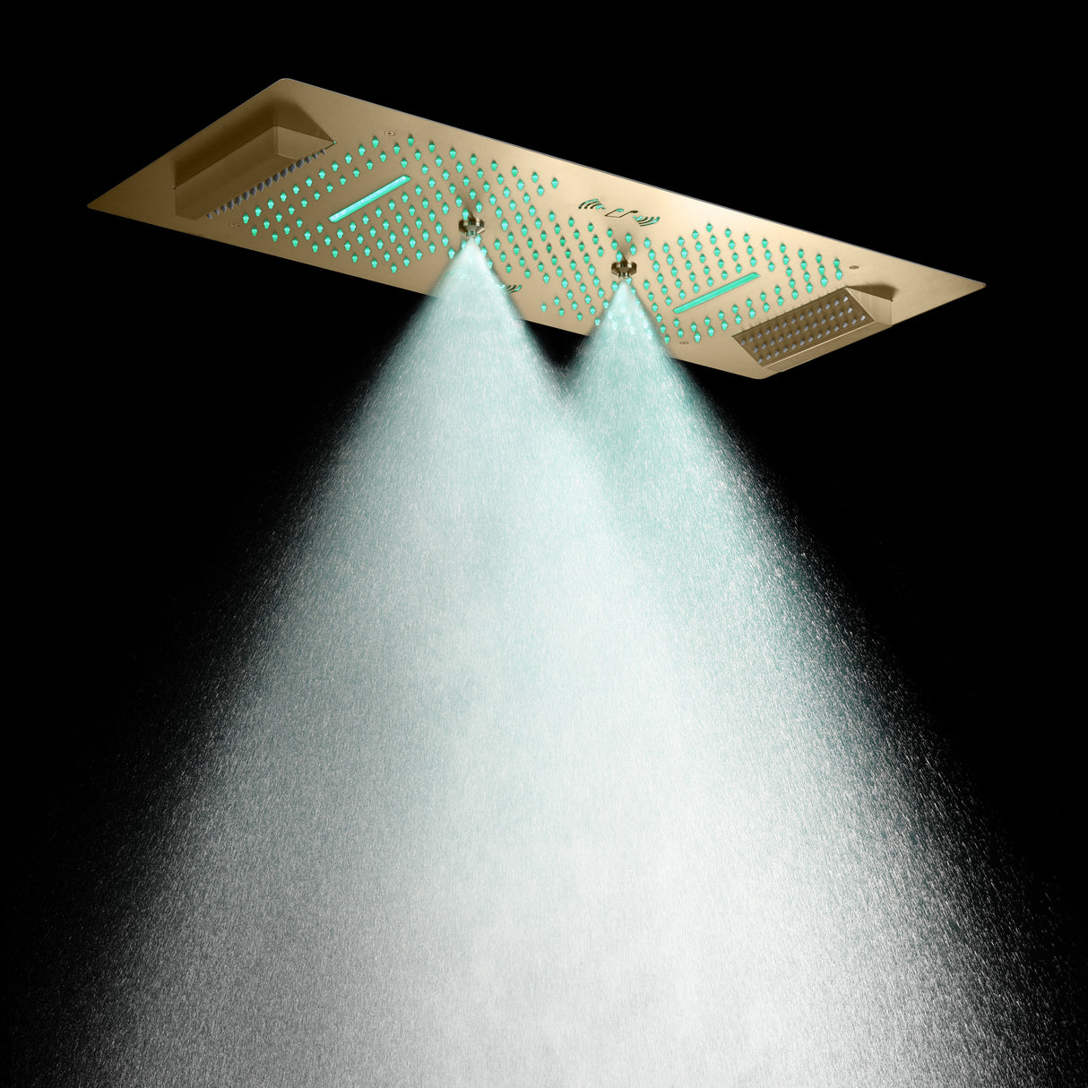 Colorado|36"X 16" In Dual Showerhead 7 Functions Complete Led Music Shower System 6 Body Jets 2x Wall Mounted Rainfall Showerhead