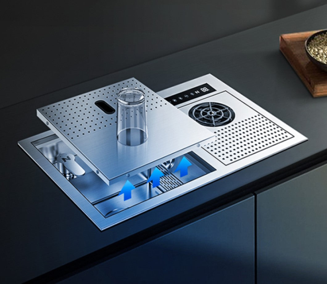 NIX21B|21.5" COMPLETE SINGLE BOWL HIDDEN KITCHEN SINK HYDRO PURFICATION KITCHEN SINK WITH CUP RINSER SINK