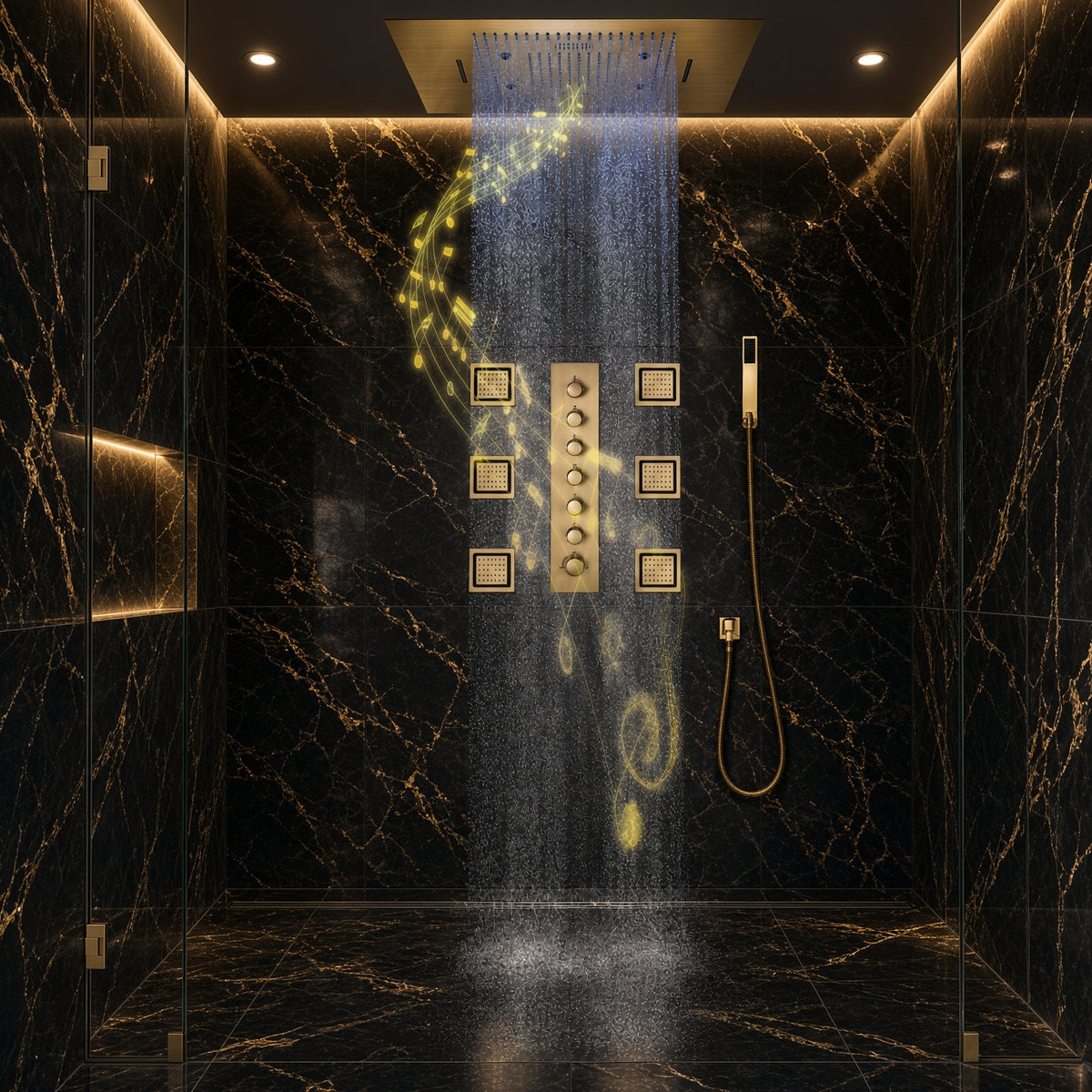 PRECISION| 32" Luxury Complete Shower System Rain Waterfall Mist Spray Function 6 Large Body Jets & Hand Shower