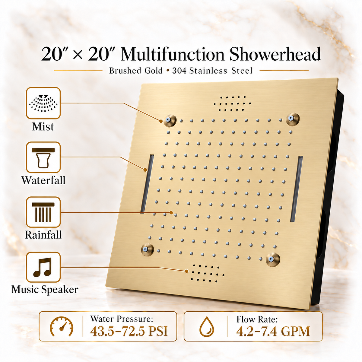 ENCORE|COMPLETE LUXURY DUAL SHOWERHEAD LED MUSIC SHOWER SYSTEM