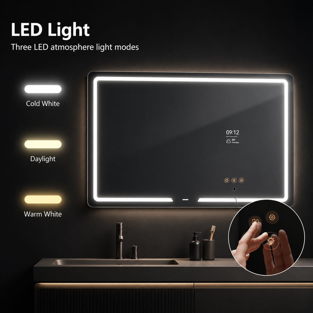 REEF Smart LED Bathroom Mirror Built-in TV screen Wi-Fi Bluetooth Intelligent bathroom mirror