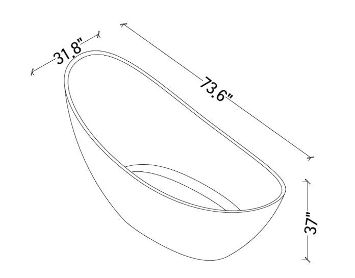 SLATE|74"FREE STANDNING BATHTUB SOLID SURAFCE STONE RESIN  SOAKING TUB
