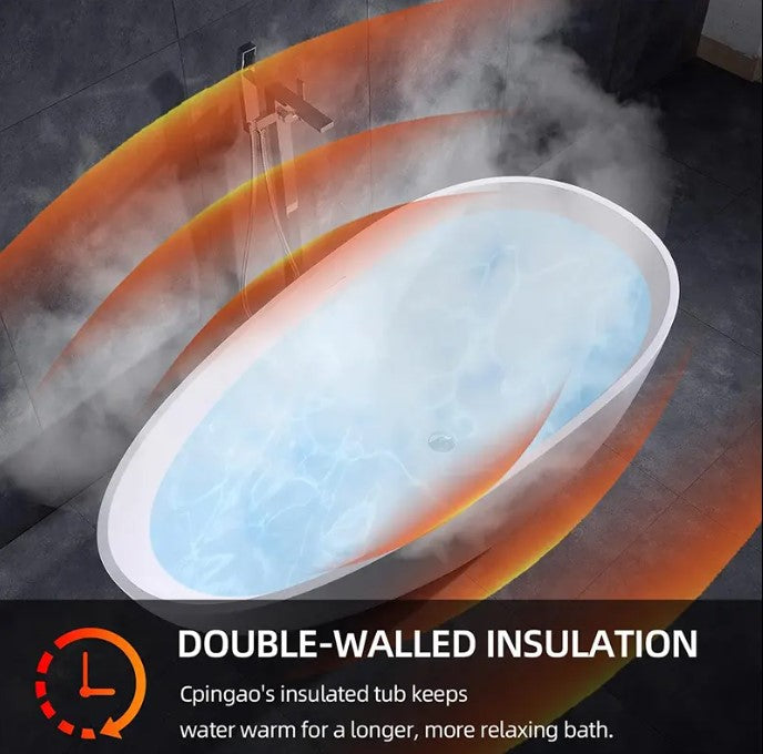 SLATE|74"FREE STANDNING BATHTUB SOLID SURAFCE STONE RESIN  SOAKING TUB