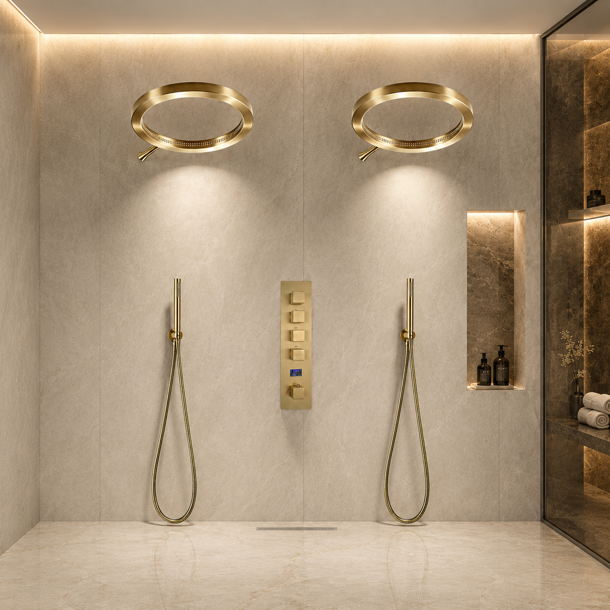SPHERE 20 in Complete Dual Showerhead System – Luxury Ring Rainfall Shower Set
