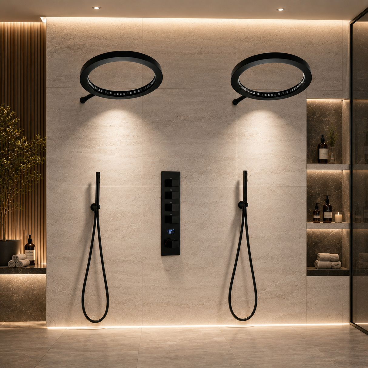 SPHERE 20 in Complete Dual Showerhead System – Luxury Ring Rainfall Shower Set