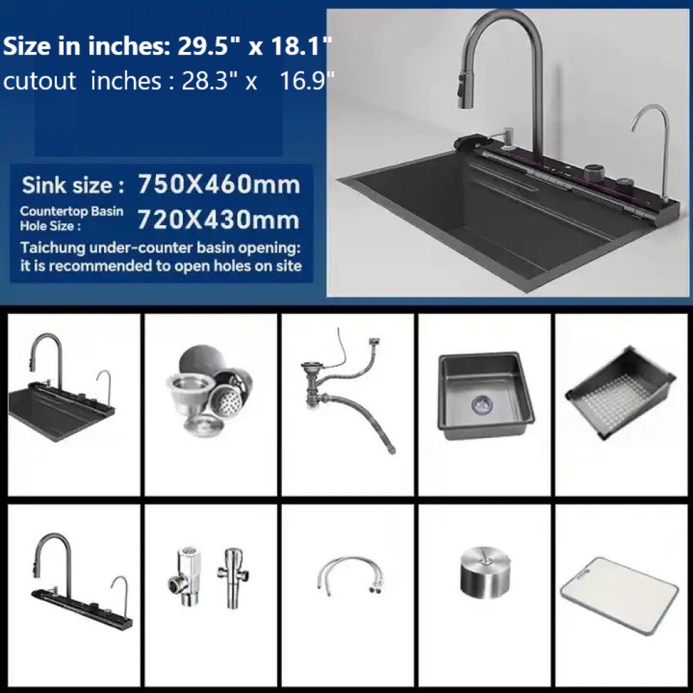 SURFACE|29.5" COMPLETE WORKSTATION KITCHEN SINK CUP RINSER KITCHEN SINK