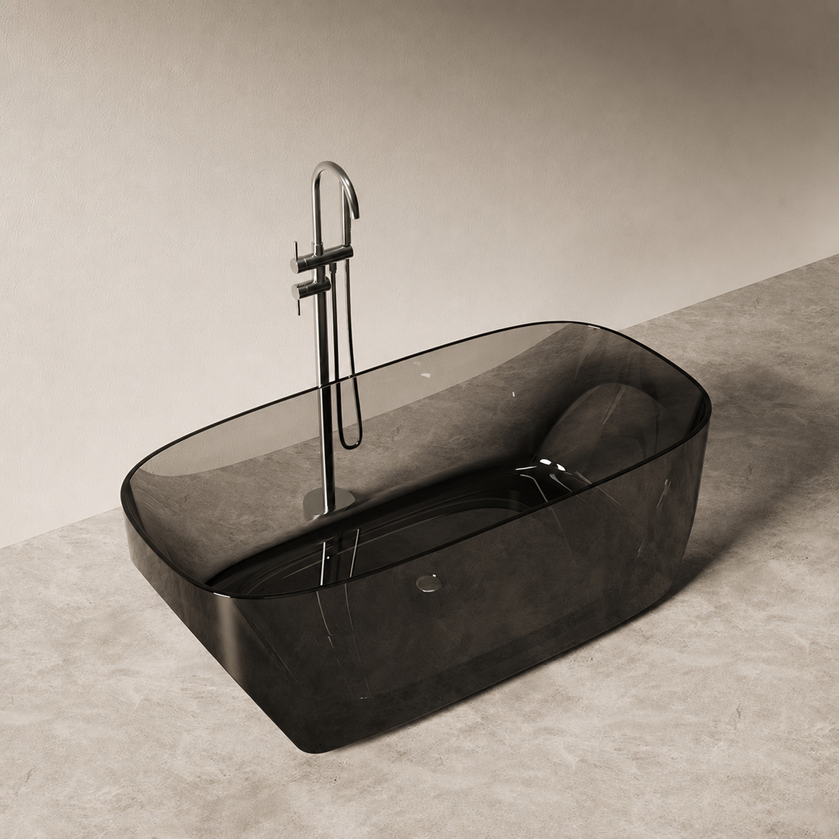 ASPPIRE| 62" Pure Resin Freestanding Bathtub with a Transparent Finish Luxury Freestanding Bathtub