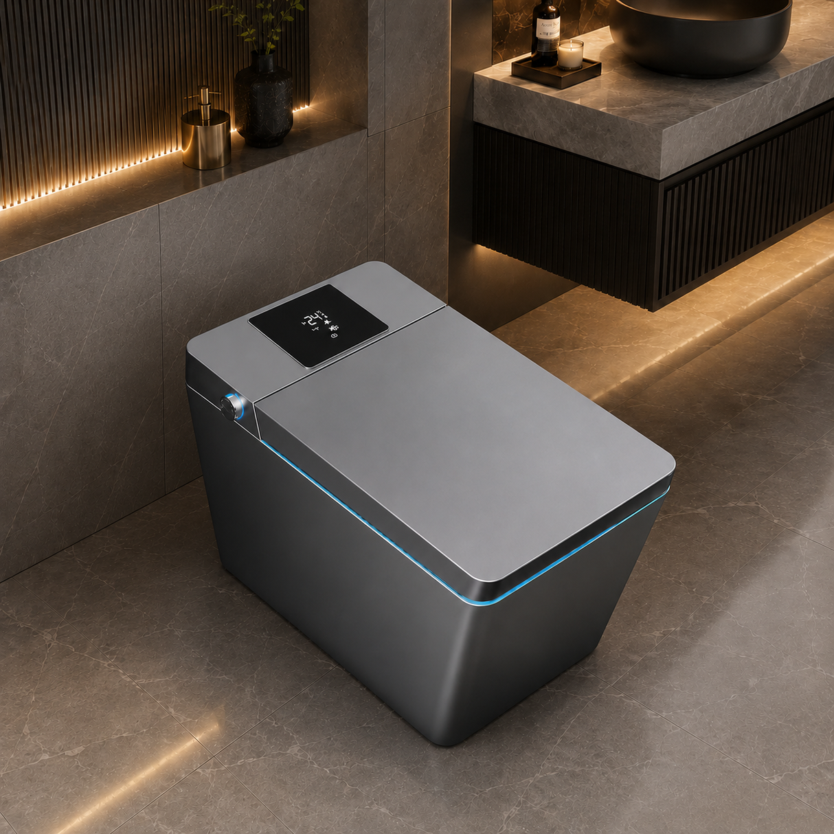 AVINDI| Smart One-Piece Toilet Square Shape Luxury Resort Style Floor Mounted Remote Control Smart Toilet