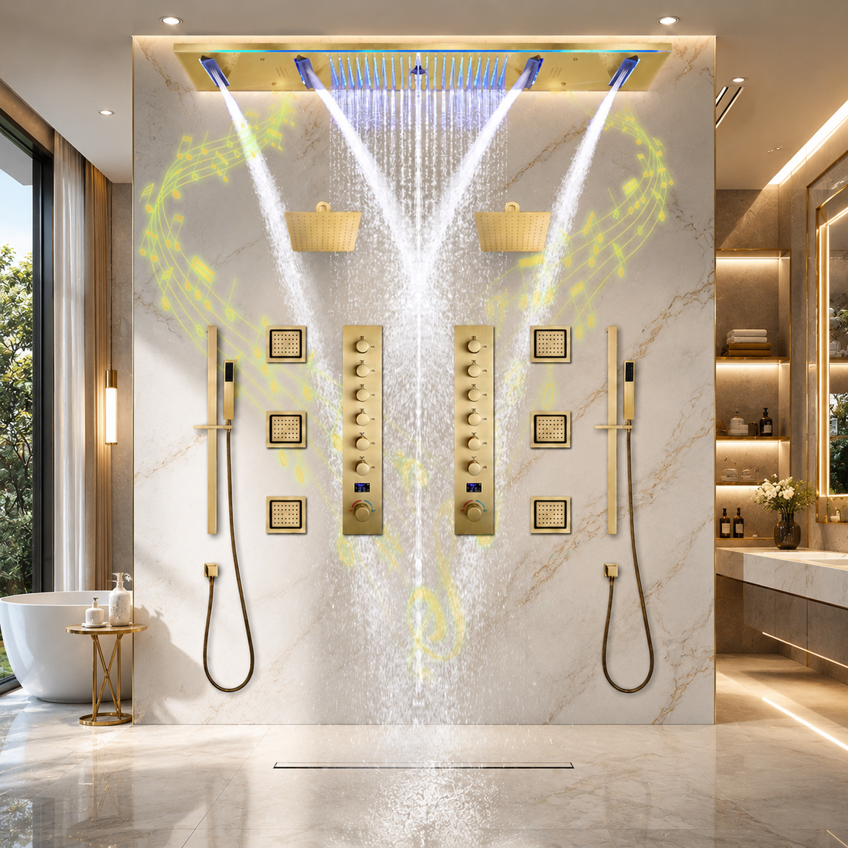 AXIS|47" COMPLETE LUXURY SHOWER SYSTEM WITH BODY JETS DUAL SHOWER SYSTEM