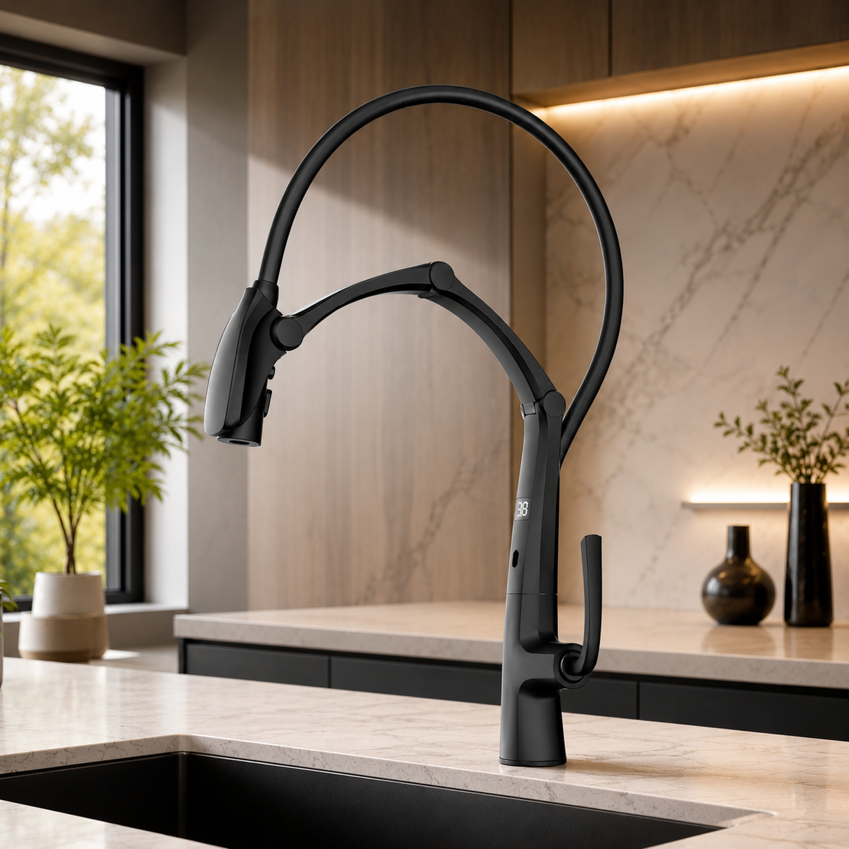 COBRA| PULL DOWN KITCHEN FAUCET WITH LED DISPLAY AND SENSOR