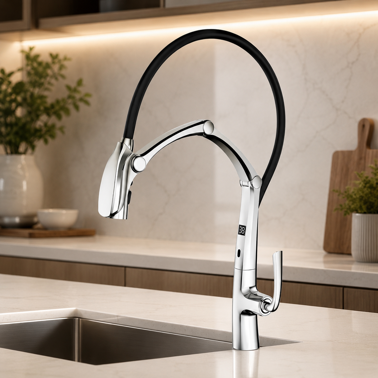COBRA| PULL DOWN KITCHEN FAUCET WITH LED DISPLAY AND SENSOR