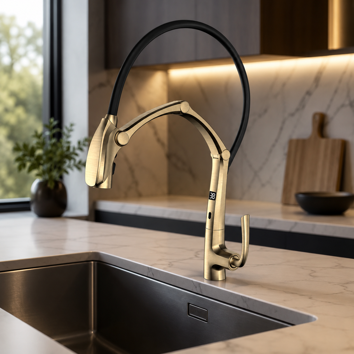 COBRA| PULL DOWN KITCHEN FAUCET WITH LED DISPLAY AND SENSOR